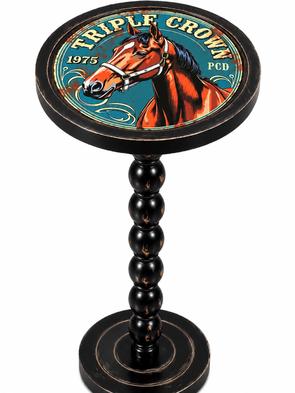Triple Crown Horse Accent Side Table - Whiskey Drink Table